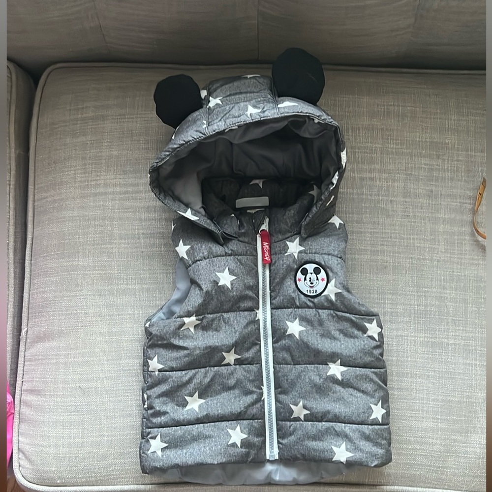 BOGO H&M hooded Mickey Mouse puffer vest with stars - 12-18mo